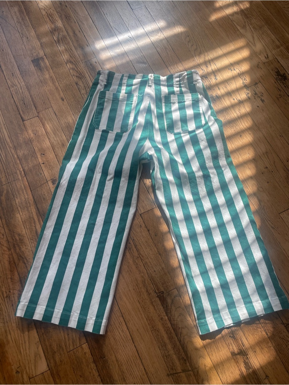 Anthropologie inspired! Green and white striped jeans, size 14 - Picture 2 of 5